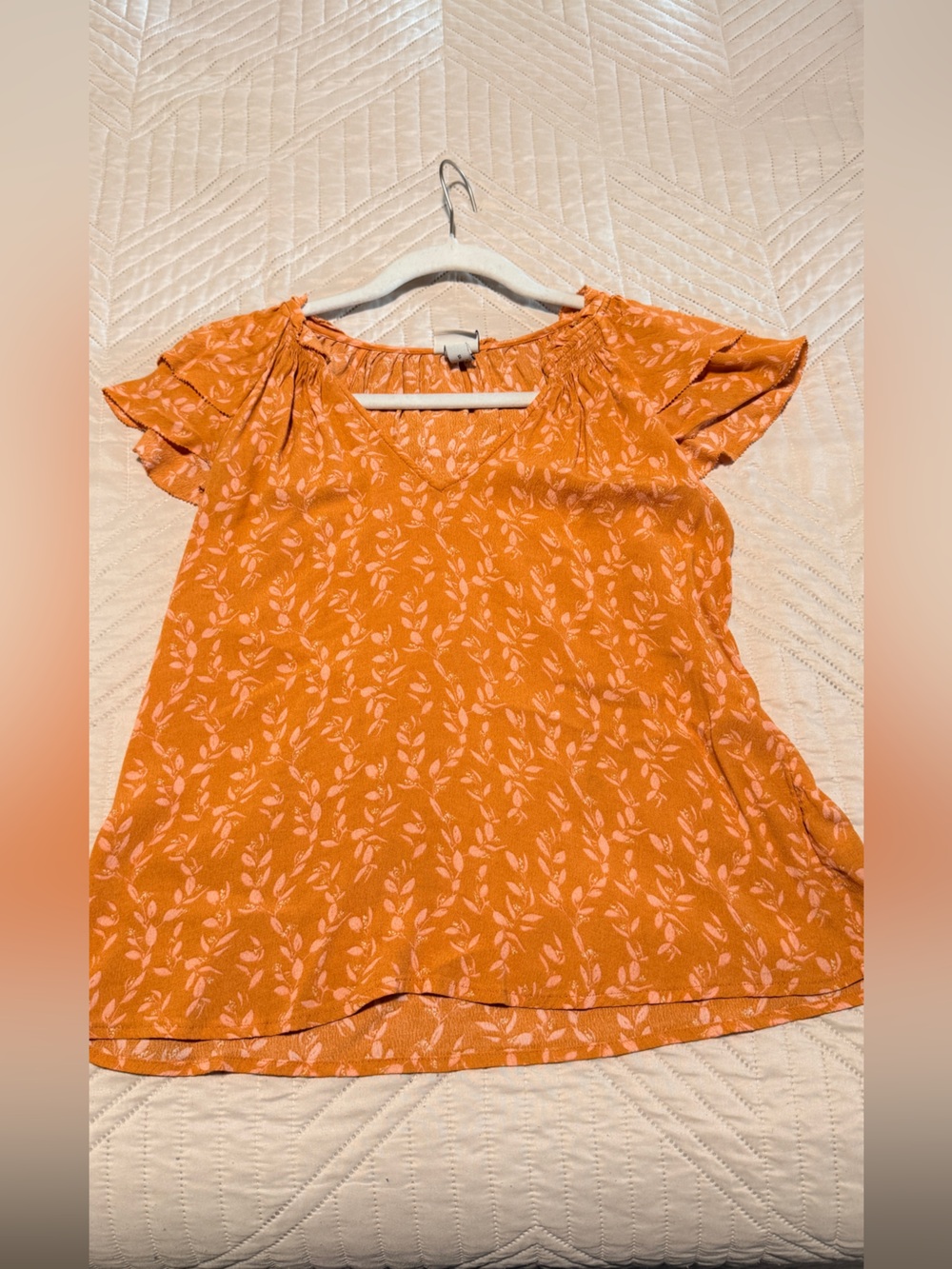 A.New.Day orange flutter sleeve blouse in size small